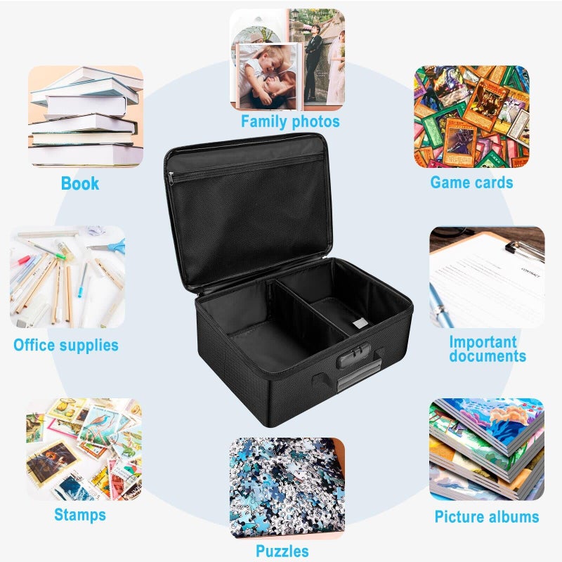 ENGPOW Fireproof Photo Storage Box with Lock,Photo Box Organizer with Dividerï¼†Mesh Bag,Collapsible Portable Photo Storage Containers with Handle for Photos, Picture,Scrapbook,Art,Craft(Box Only) - Image 5